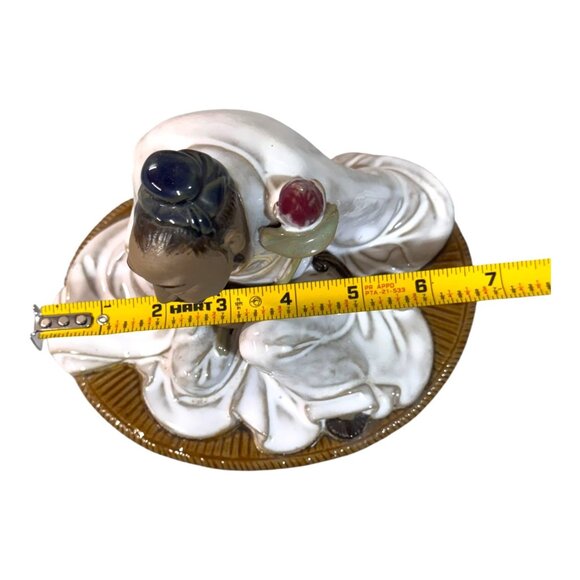 Shiwan Chinese Mudman Lotus Flower White Robe Porcelain Figurine Zhou Dunyi Poet - Picture 3 of 8